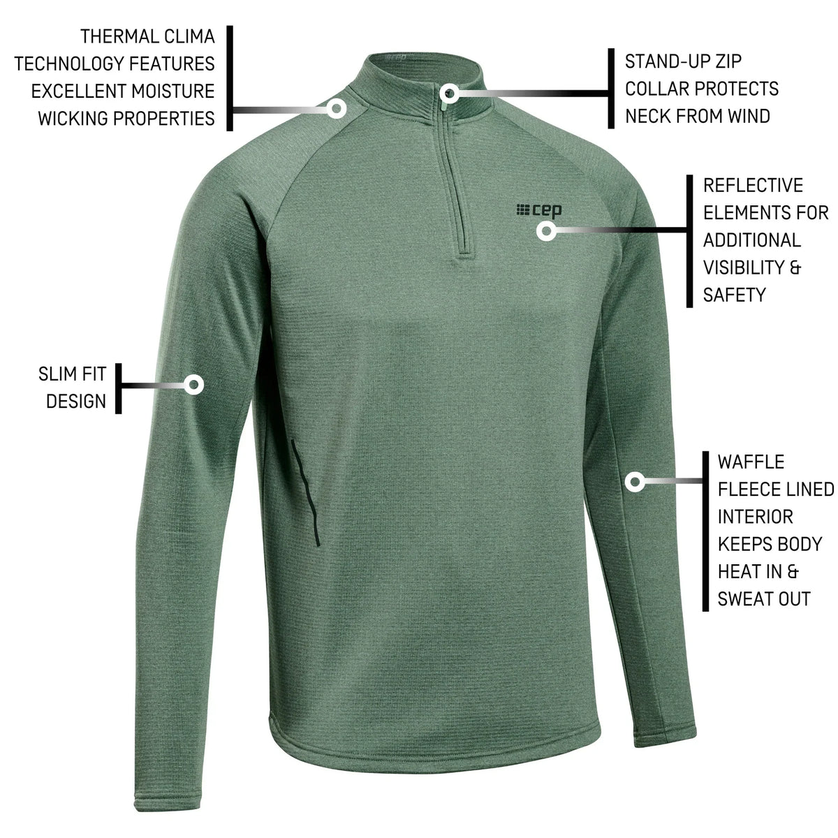 CEP Men's Cold Weather Quarter Zip Green