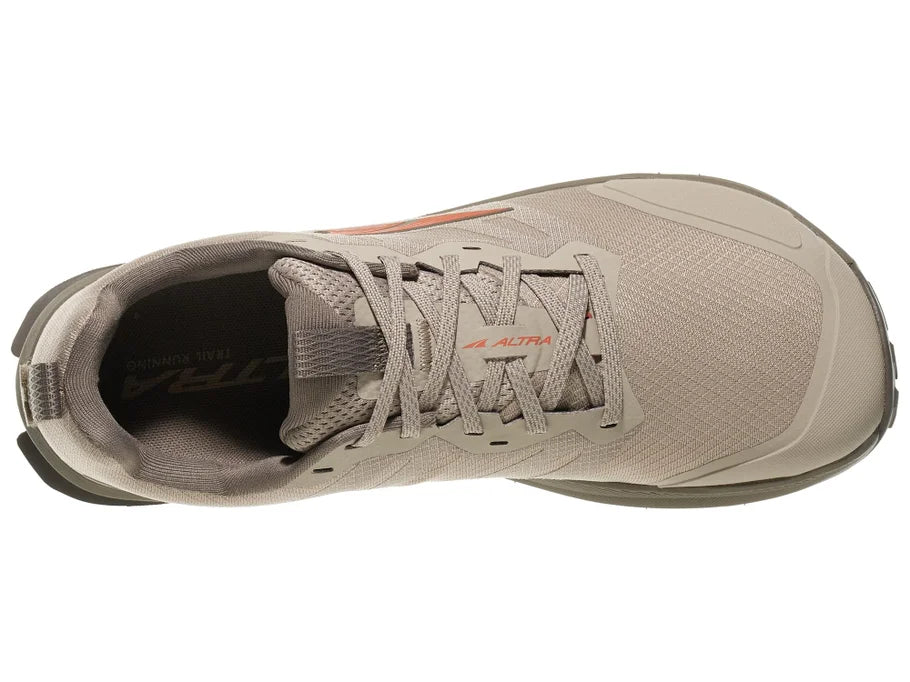 Men's Altra Lone Peak 9 in Tan, top view.