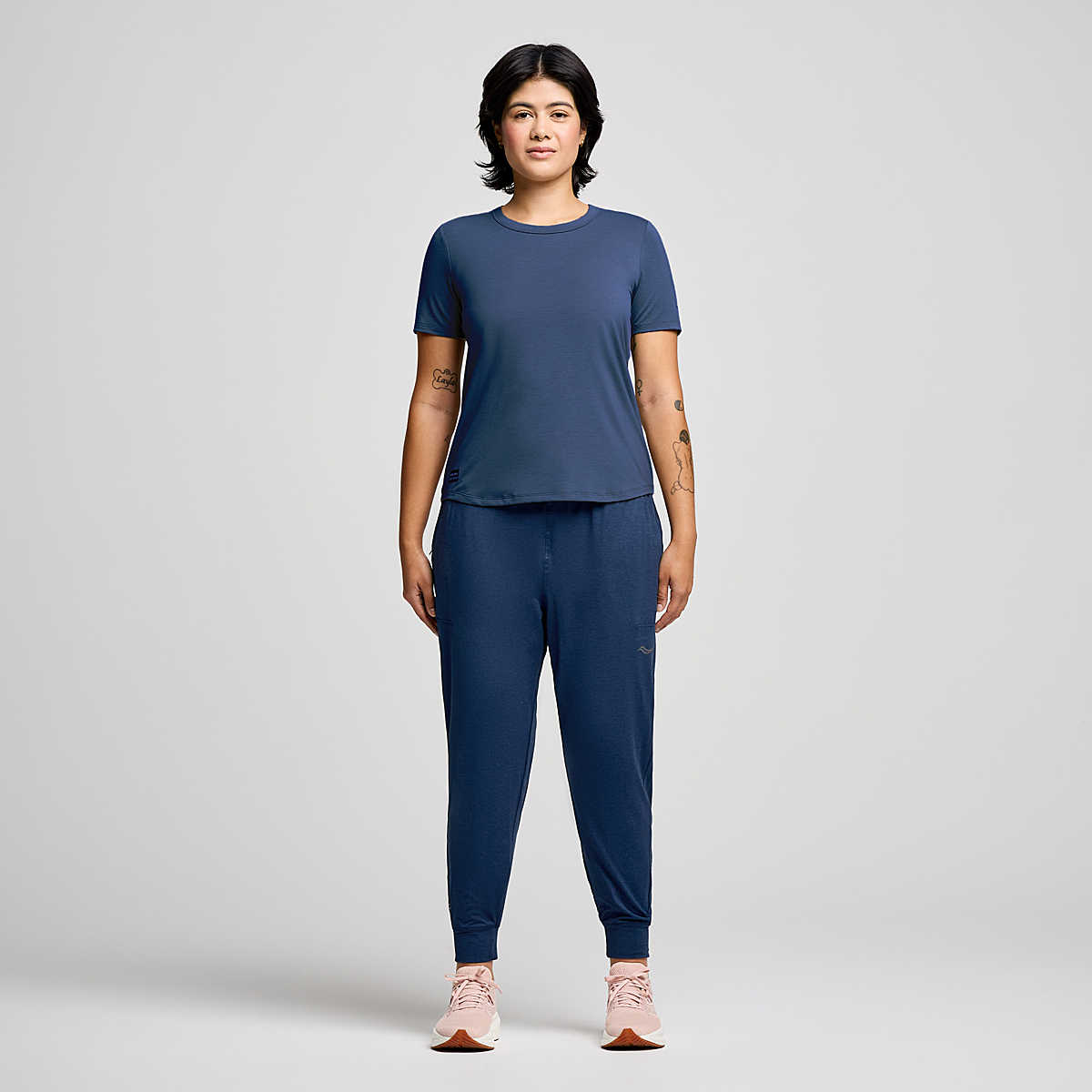 Women's Saucony Triumph Short Sleeve Navy front view