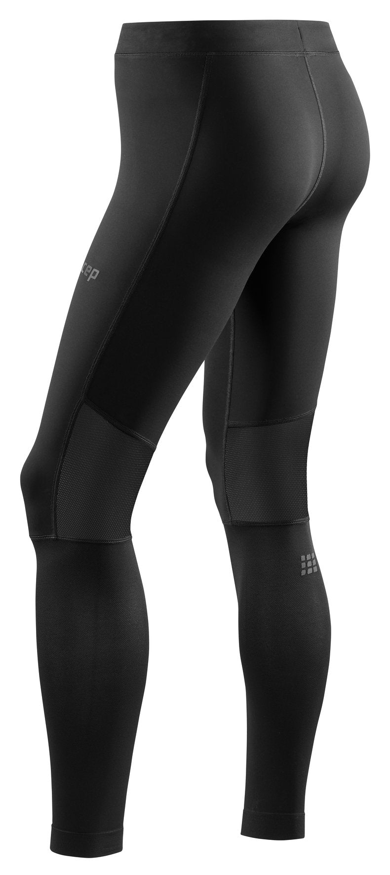 Men's CEP Compression Tights. Black. Rear/Lateral view.