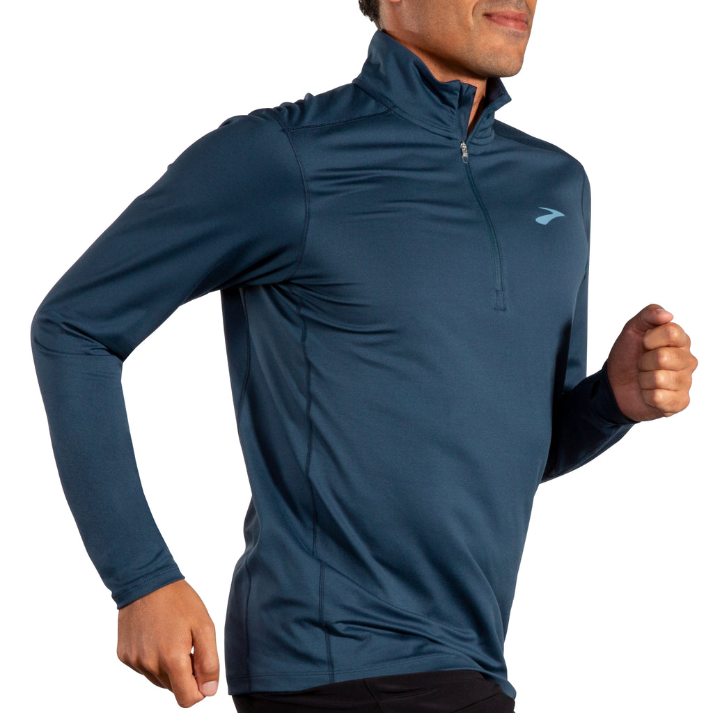 Men's Brooks Dash Half Zip 2.0. Dark Blue. Front view.