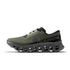 Men's On Running. Cloudmonster 3. Dark Green upper. Dark Grey midsole. Medial view.