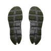 Men's On Running. Cloudmonster 3. Dark Green upper. Dark Grey midsole. Bottom view.