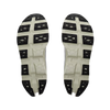 Men's On Running. Cloudmonster 3. Grey upper. Off White midsole. Bottom view.