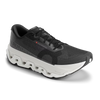 Men's On Running. Cloudmonster 3 Hyper. Black upper. White midsole. Lateral view.