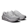 Men's On Running Cloudrunner 3. Light Grey upper. White midsole. Lateral view.