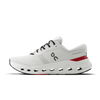 Men's On Running Cloudrunner 3. White upper. White midsole. Medial view.
