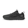 Women's Alra Lone Peak 9. Black upper. Black midsole. Lateral view.