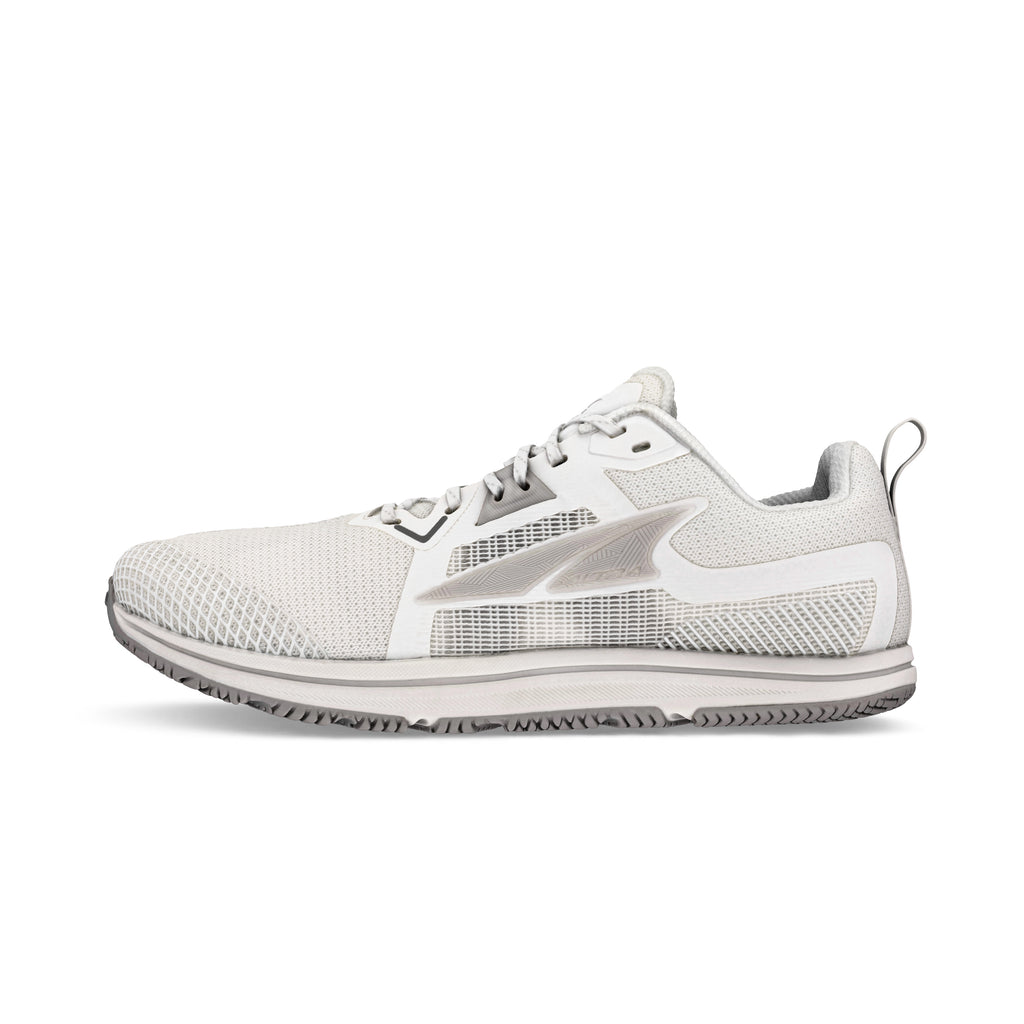 Women's Altra Solstice XT 3. White upper. White midsole. Lateral view.