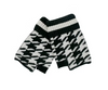 black and white houndstooth pattern fingerless glove