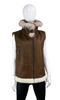 Showing the shearling jacket with the sleeves removed