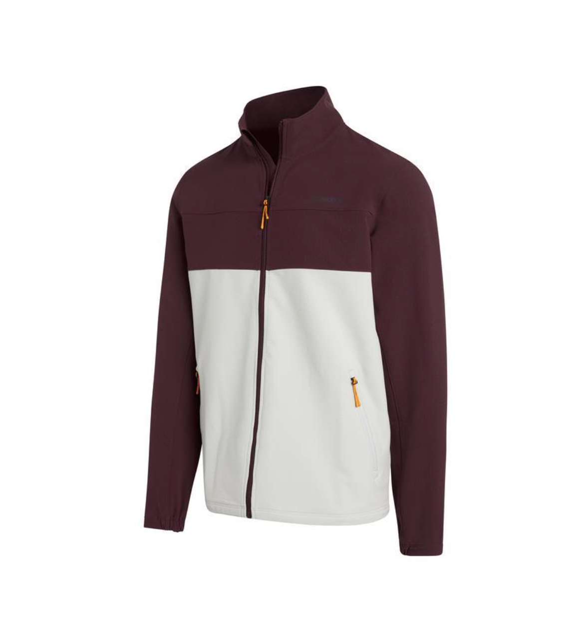 Men's Saucony Bluster Jacket. Brown/White. Front view.