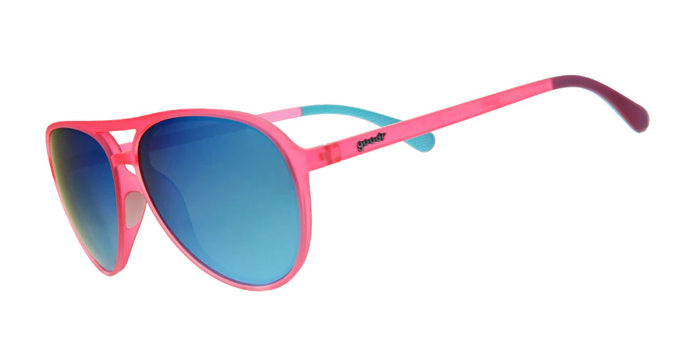 goodr mach g sunglasses. Pink. Front/Lateral view.