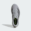 Men's Adidas Adizero EVO SL. Silver upper. Silver midsole. Top view.