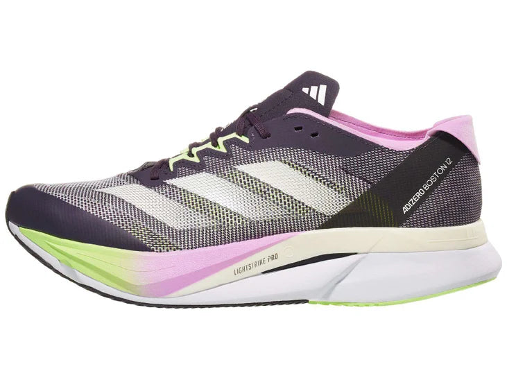 Men's Adidas Adizer Boston 12. Black upper. White midsole. Lateral view.
