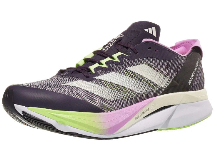 Men's Adidas Adizer Boston 12. Black upper. White midsole. Lateral view.