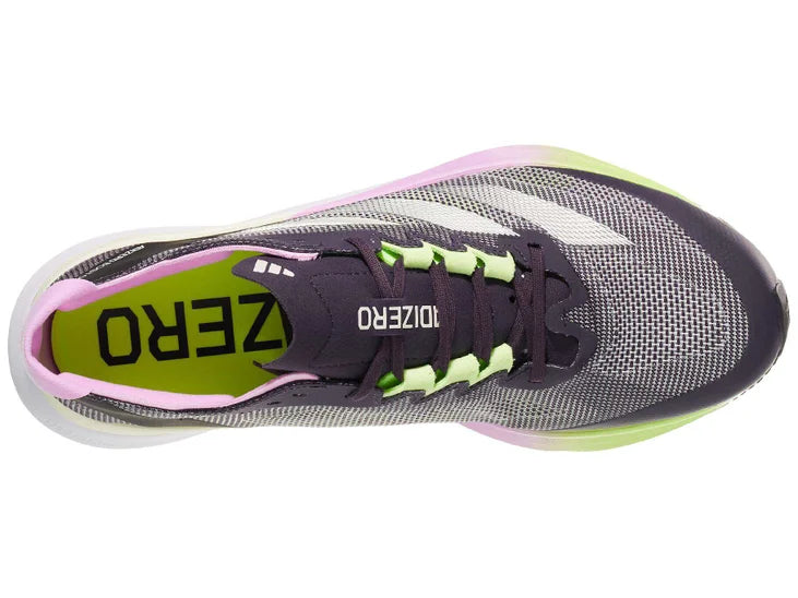 Men's Adidas Adizer Boston 12. Black upper. White midsole. Top view.