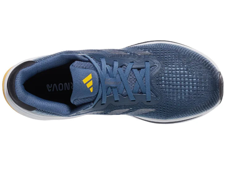 Men's Adidas Supernova Rise. Grey/Blue upper. White midsole. Top view.