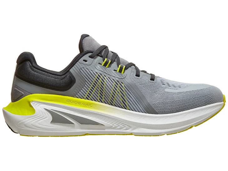 Men's Altra Paradigm 7. Grey upper. White Midsole. Medial view.