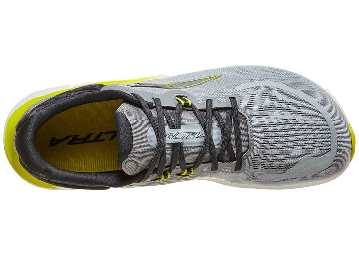 Men's Altra Paradigm 7. Grey upper. White Midsole. Top view.