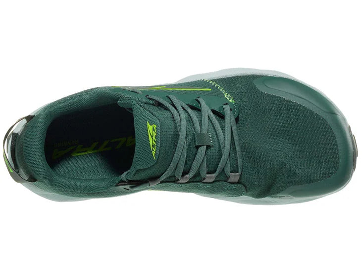 Men's Altra Superior 6. Dark green upper. Grey midsole. Top view.