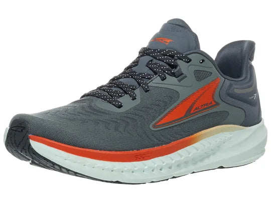 Men's Altra Torin 7. Grey upper. White midsole. Lateral view.