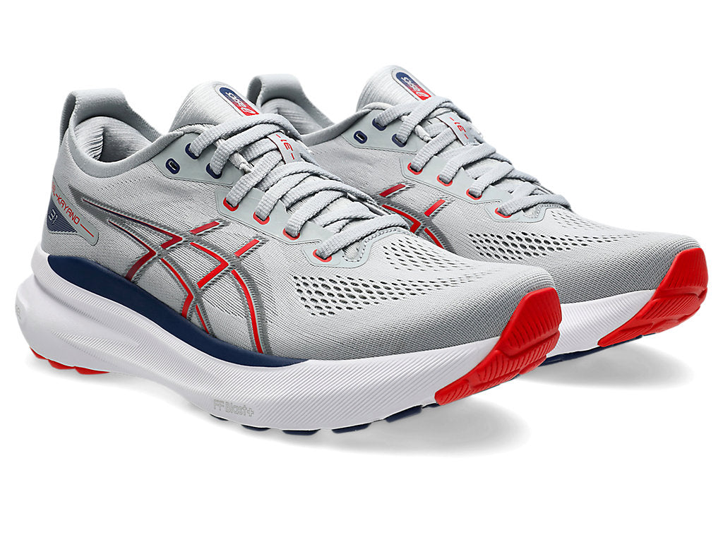 Men's Asics Gel-Kayano 31. Grey upper. White midsole. Lateral view.