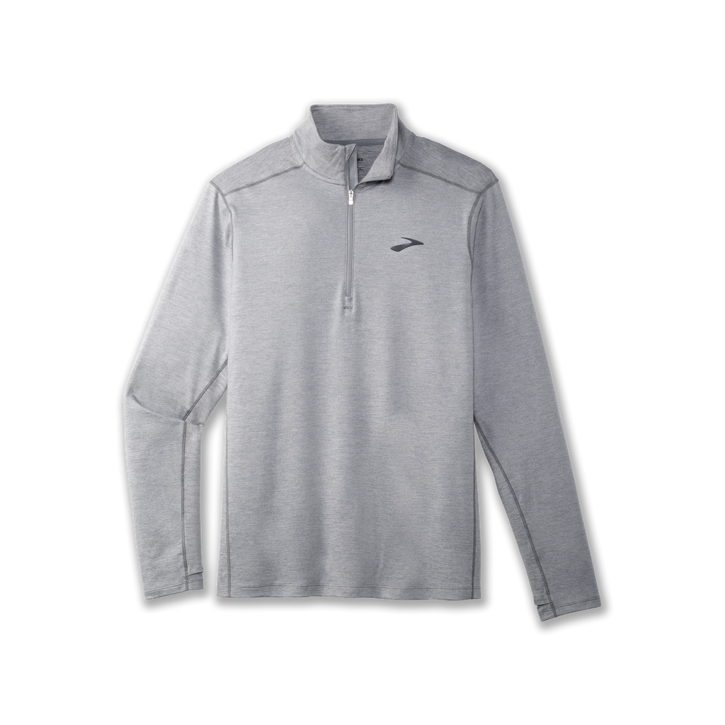 Men's Brooks Dash 1/2 Zip 2.0. Grey. Front view.