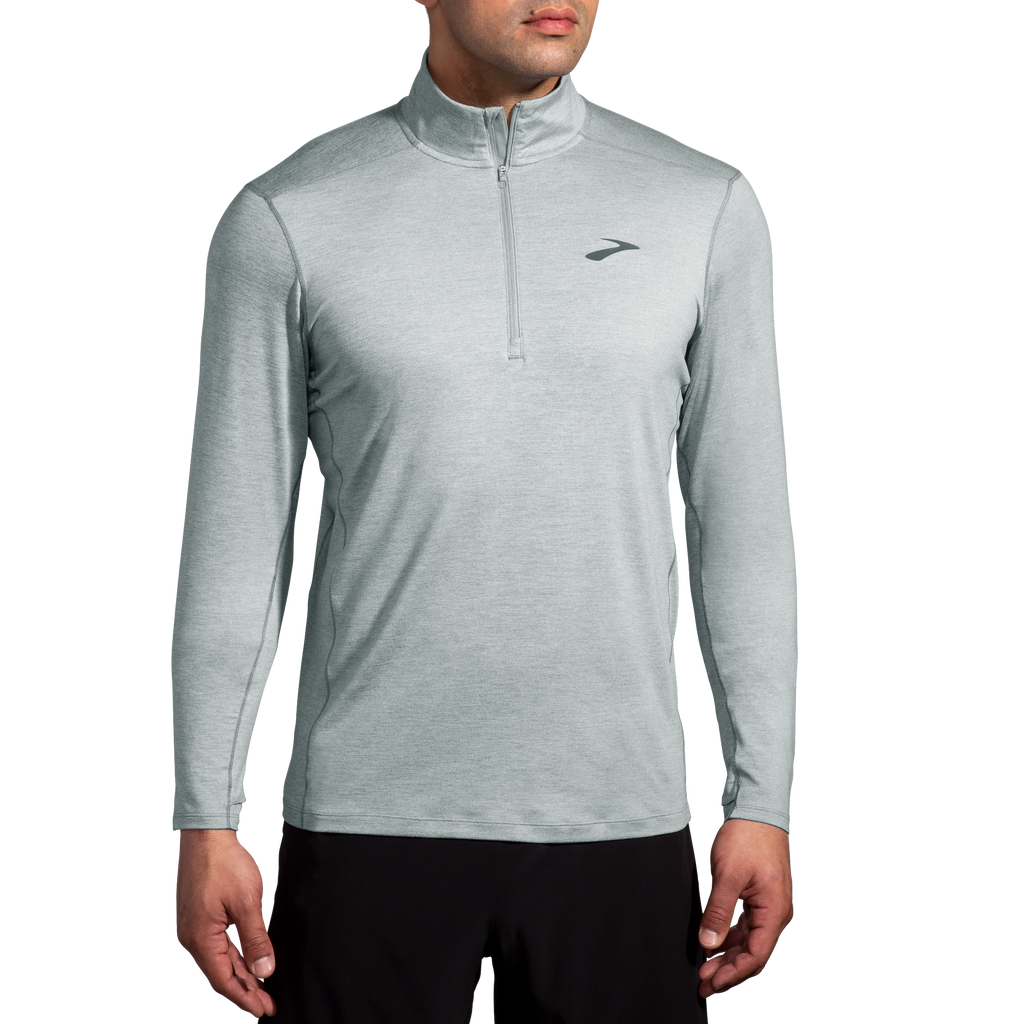 Men's Brooks Dash 1/2 Zip 2.0. Grey. Front view.
