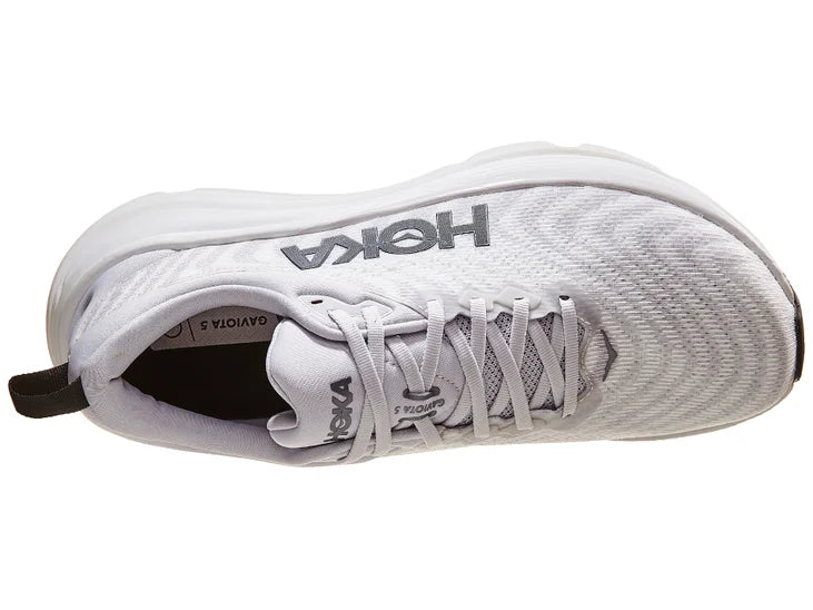 Men's Hoka Gaviota 5. Off white upper. White midsole. Top view.