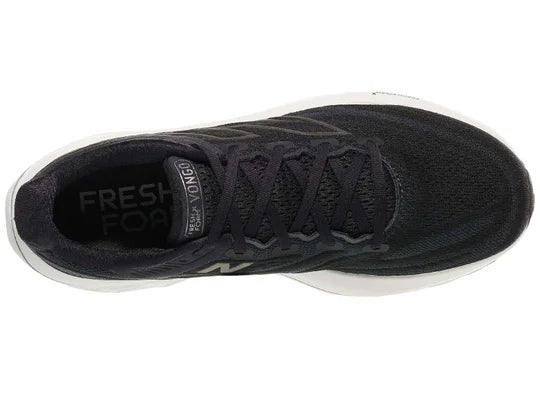 Men's New Balance Vongo v6. Black upper. White midsole. Top view.
