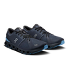 Men's On Cloud X 4. Navy upper. Navy midsole. Lateral view. 