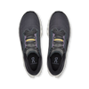 Men's On Cloudmonster 3. Grey and purple upper. White midsole. Top view.