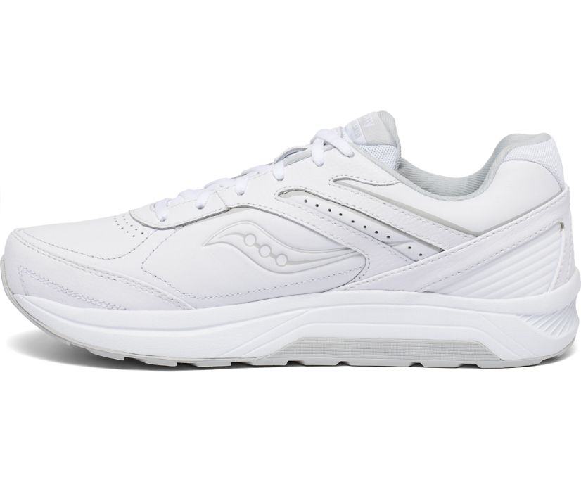 Men's Saucony Echelon Walker 3. White upper. White midsole. Medial view.