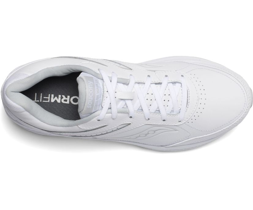 Men's Saucony Echelon Walker 3. White upper. White midsole. Top view.