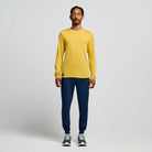 Men's Saucony Peregrine Merino Long Sleeve. Yellow. Front view.