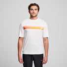 Men's Saucony Recovery Short Sleeve. White. Front view.