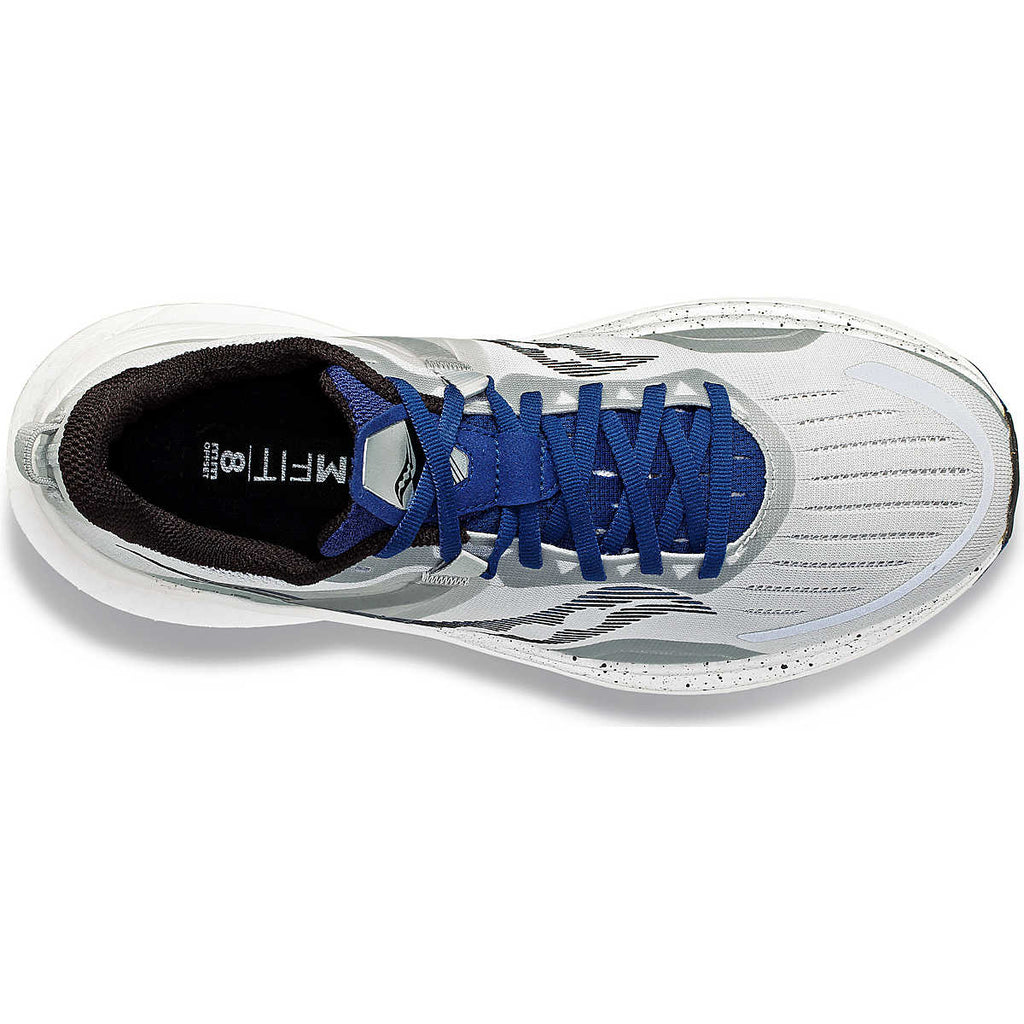 Men's Saucony Tempus. Grey upper. White midsole. Top view.