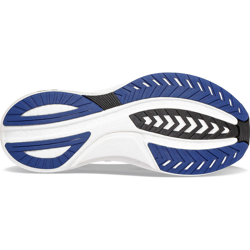 Men's Saucony Tempus. Grey upper. White midsole. Bottom view.