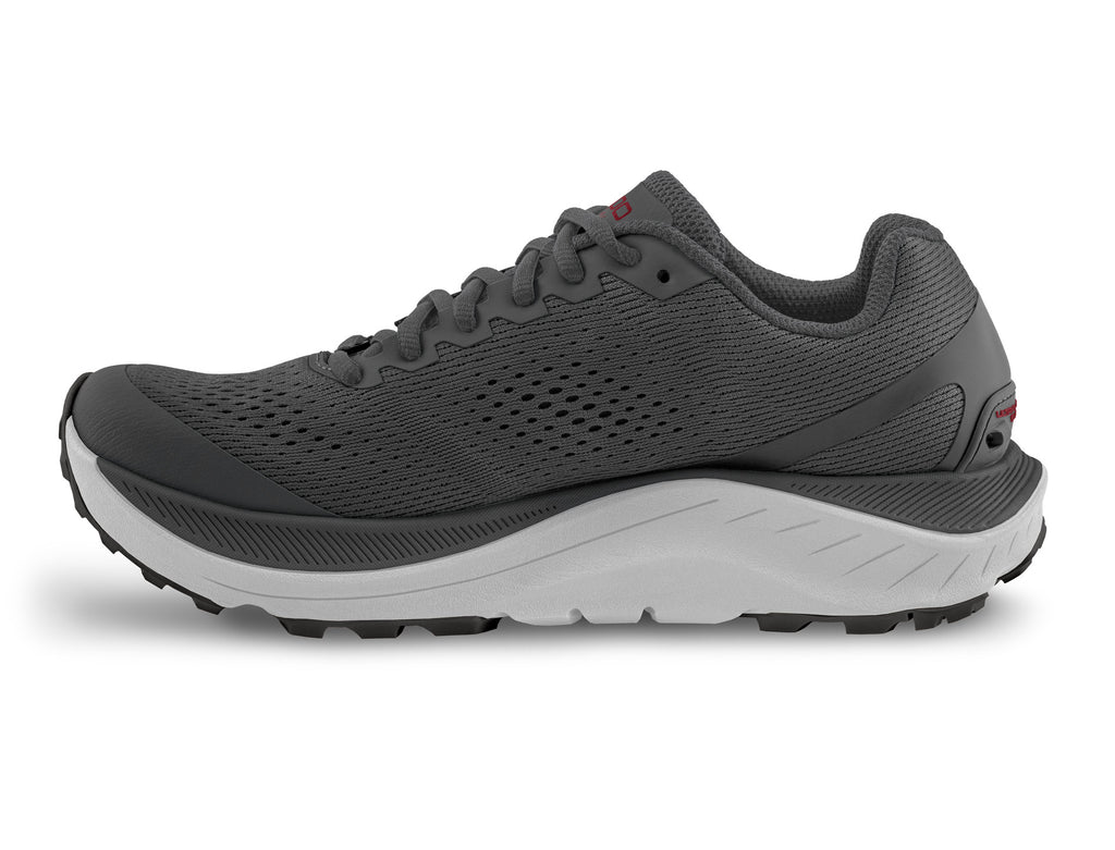 Men's Topo Ultraventure 3. Grey upper. Grey midsole. Medial view.