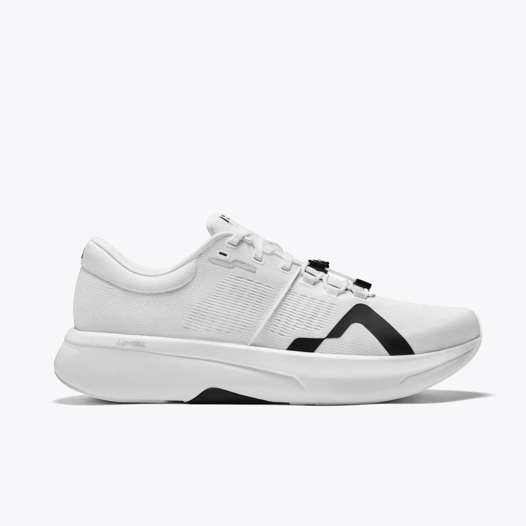 Women's Mount to Coast. R1. White upper. White midsole. Lateral view.