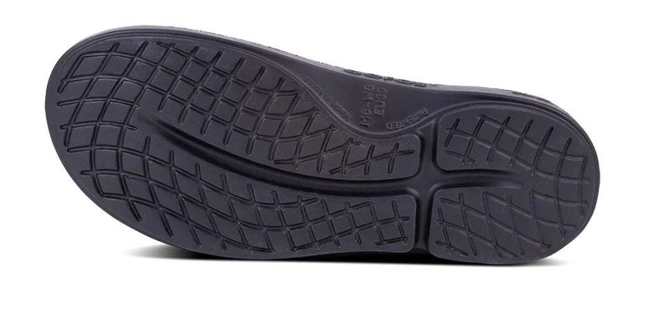 Oofos Oocloog. Black. Bottom view.
