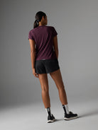Women's rabbit EZ Tee Short Sleeve in Mauve Mother Runner, back view