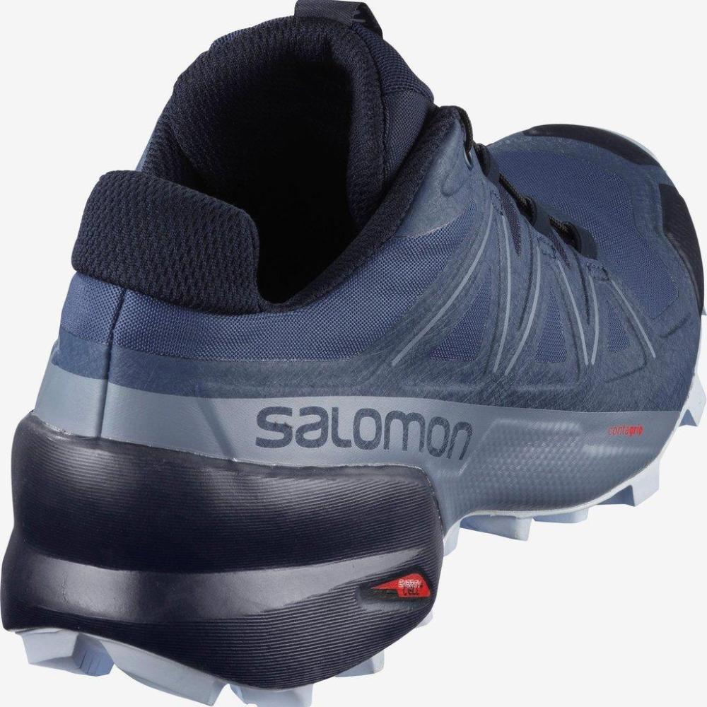 Salomon | Women's Speedcross 5 | Trail Shoe | Blue/Grey | Rear View