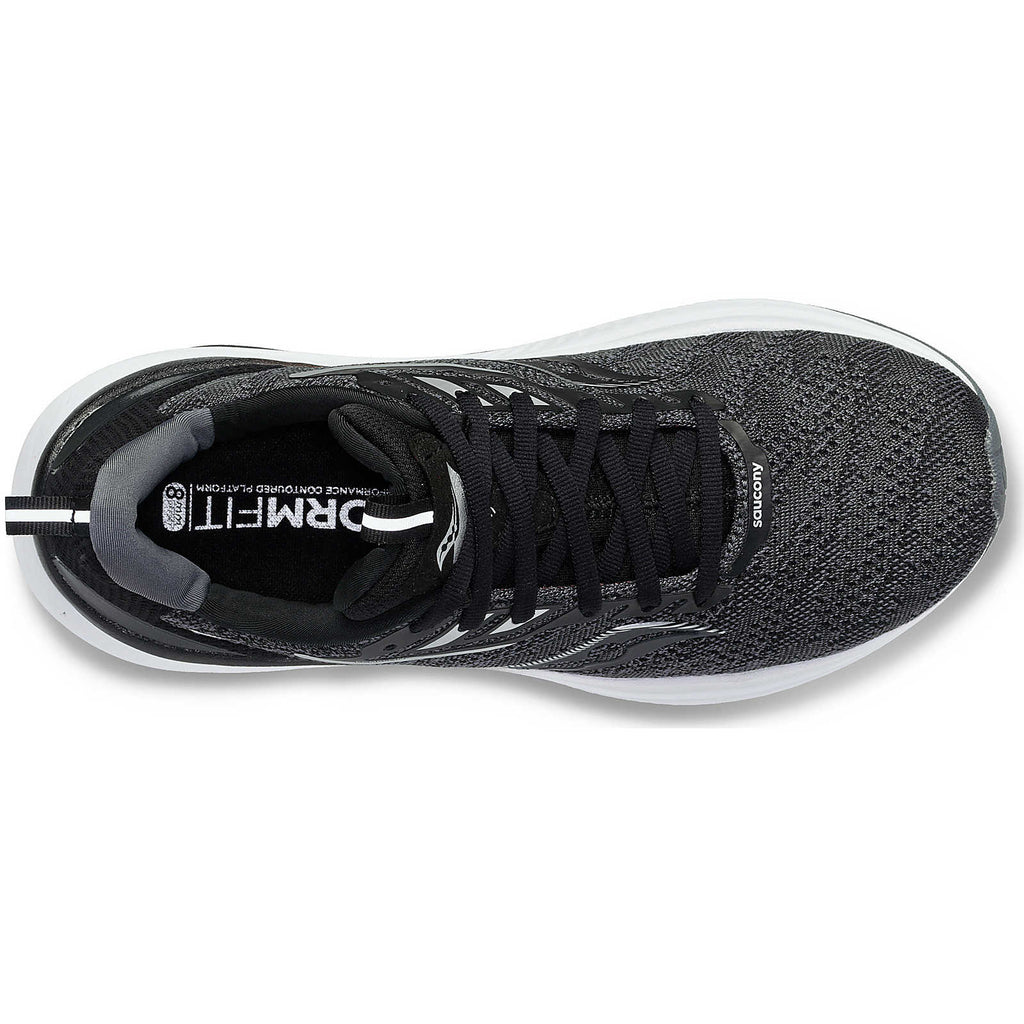 Women's Saucony Echelon 9. Black upper. White midsole. Top view.