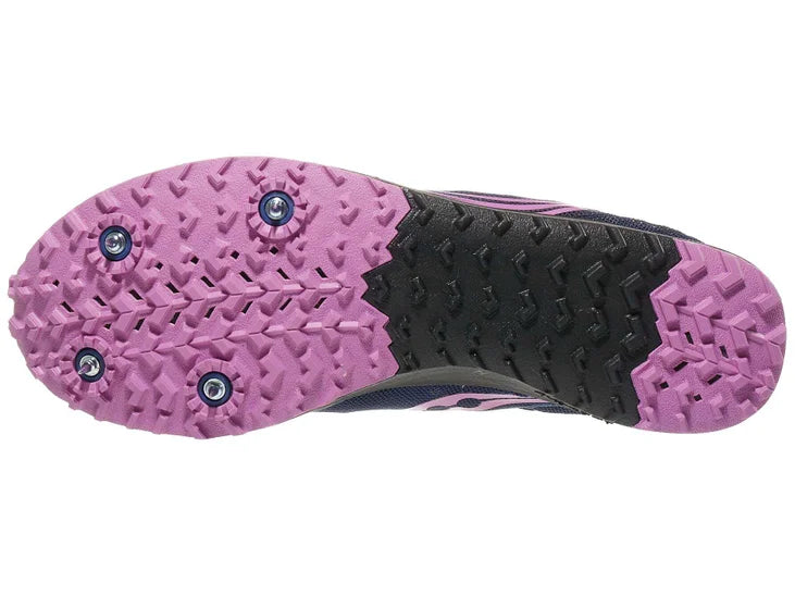 Women's Saucony Kilkenny XC 9. Pink upper. Black midsole. Bottom view.