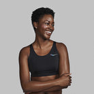 Women's Saucony Kinvara Bra Top. Black. Front view.
