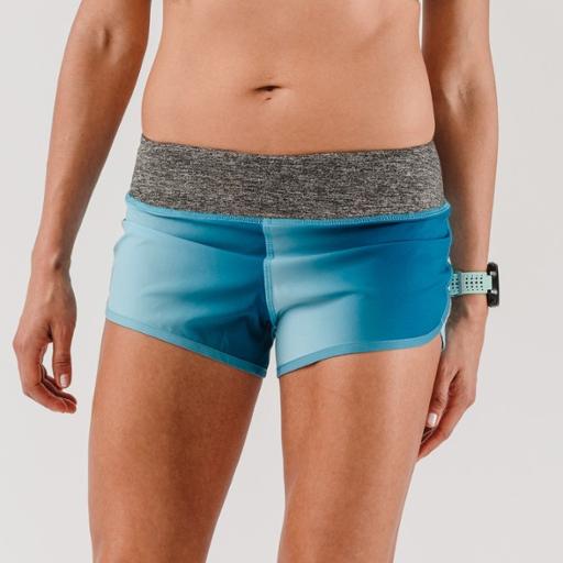 Women's rabbit Catch Me If You Can Shorts. Blue. Front view.