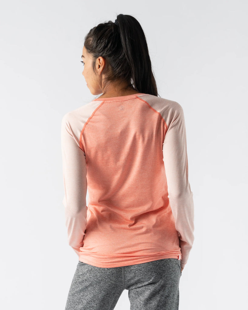 Women's rabbit EZ Long Sleeve. Light Pink. Rear view.
