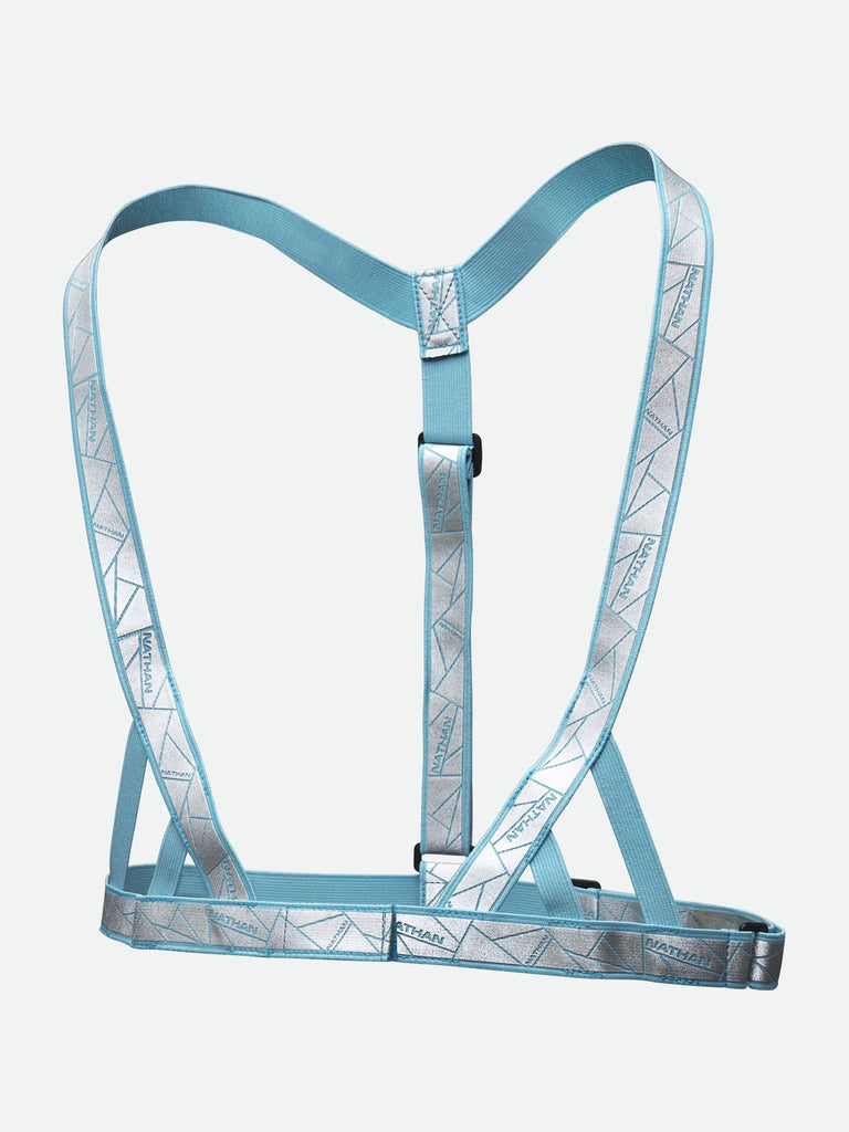 Nathan Vibe minimalist visibility vest for night running or Ragnar races in blue (front)